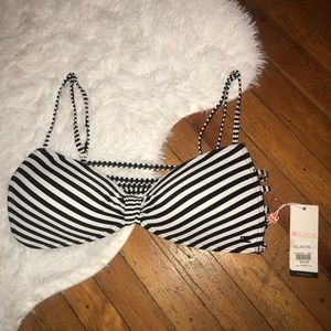 NWT Billabong Black & White Striped Bikini Top